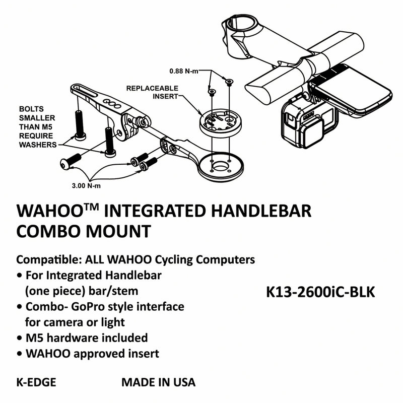Load image into Gallery viewer, K-EDGE Integrated Handlebar System Combo Mount for Wahoo
