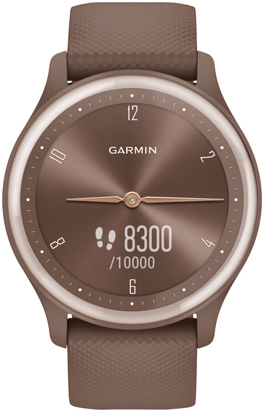 Garmin vívomove Sport Hybrid Smartwatch - 40mm, Cocoa Case, Peach/Gold Accents, Silicone Band