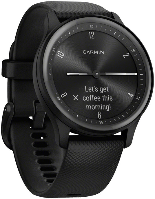 Garmin vívomove Sport Hybrid Smartwatch - 40mm, Black Case, Slate Accents, Silicone Band