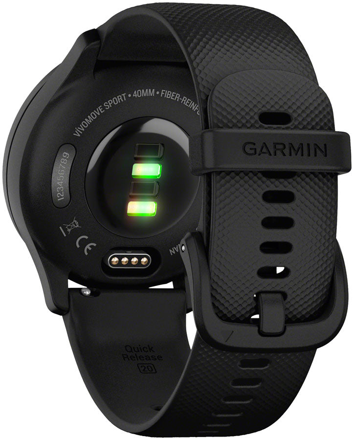 Load image into Gallery viewer, Garmin vívomove Sport Hybrid Smartwatch - 40mm, Black Case, Slate Accents, Silicone Band
