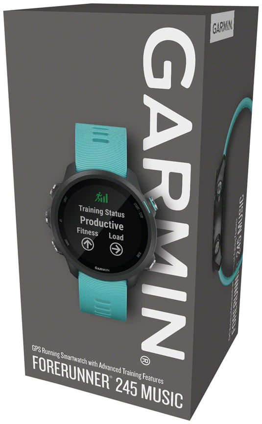 Garmin Forerunner 245 Music Wi-Fi GPS Running Watch: Black/Aqua