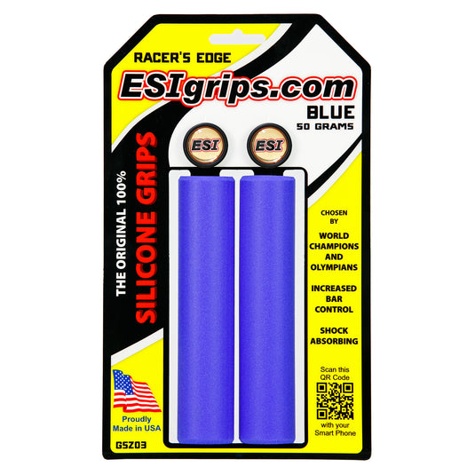 ESI 30mm Racer's Edge Silicone Grips Blue Silicone Made In USA 130mm Round