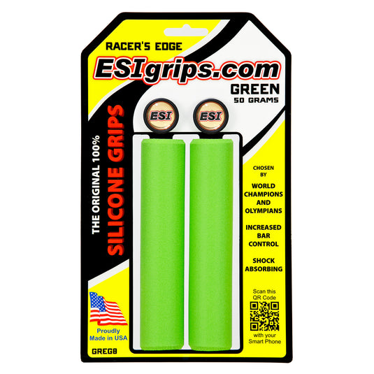 ESI Racer's Edge 30mm Green Silicone Bicycle Grips Made In The USA