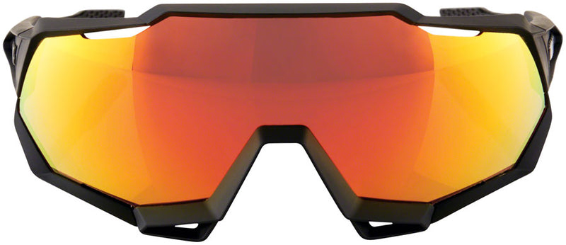 Load image into Gallery viewer, 100% Speedtrap Sunglasses - Soft Tact Black, HiPER Red Multilayer Mirror Lens
