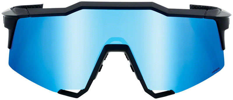 Load image into Gallery viewer, 100% Speedcraft Sunglasses - Matte Black, HiPER Blue Multilayer Mirror Lens
