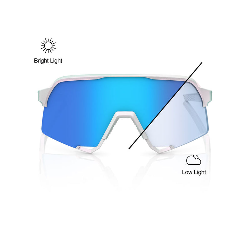 Load image into Gallery viewer, 100% S3 Sunglasses - LE Bastille/Pearl White Glitter/Blue Mirror Photochromic Lens

