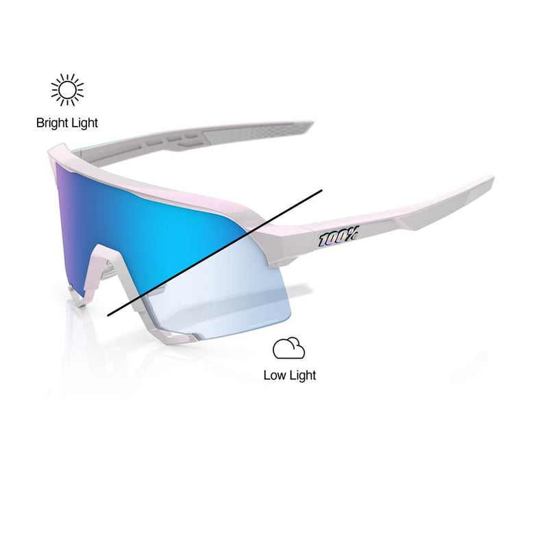 Load image into Gallery viewer, 100% S3 Sunglasses - LE Bastille/Pearl White Glitter/Blue Mirror Photochromic Lens
