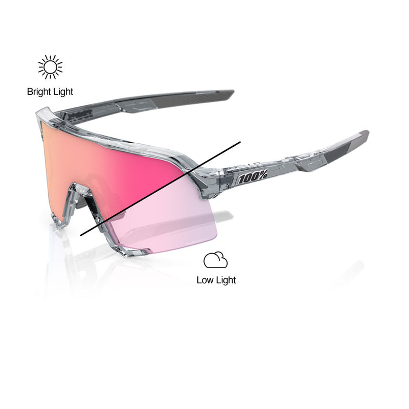 Load image into Gallery viewer, 100% S3 Sunglasses - Polished Translucent Grey/Rose Gold Mirror Photochromic Lens
