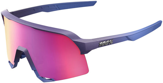 100% S3 Sunglasses - Satin Storm Metallic/Purple Mirror Lens