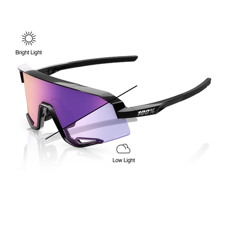 Load image into Gallery viewer, 100% Slendale Sunglasses - Gloss Black/Purple Mirror Photochromic Lens
