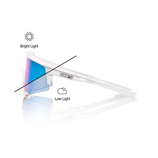 100% Speedcraft Sunglasses - LE Bastille/Pearl White Glitter/Blue Mirror Photochromic Lens