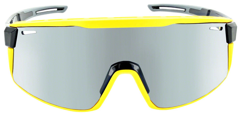 Load image into Gallery viewer, Optic Nerve Fixie Max Sunglasses - Black, Yellow Lens Rim, Smoke Lens with Silver Flash
