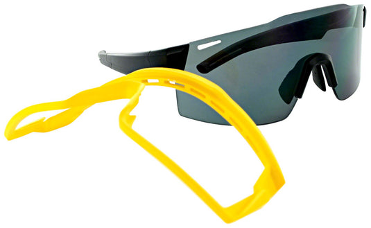 Optic Nerve Fixie Max Sunglasses - Black, Yellow Lens Rim, Smoke Lens with Silver Flash