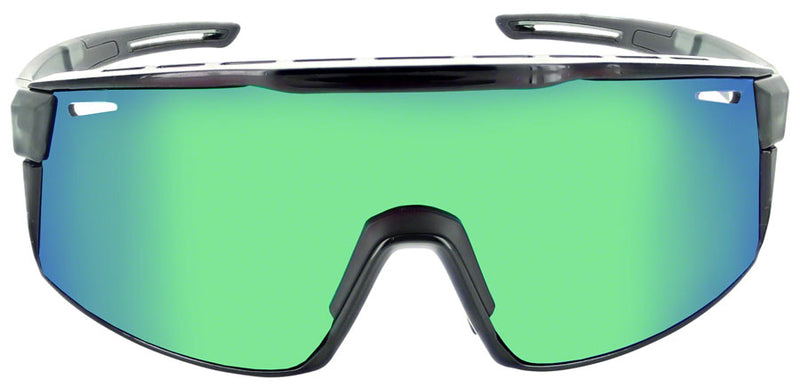 Load image into Gallery viewer, Optic Nerve Fixie Max Sunglasses - Matte Crystal Gray, Shiny Black Lens Rim, Smoke Lens with Green Mirror

