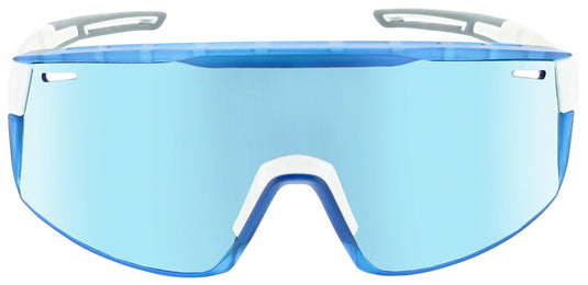 Optic Nerve Fixie Max Sunglasses - Shiny White, Crystal Blue Lens Rim, Brown Lens with Blue Mirror