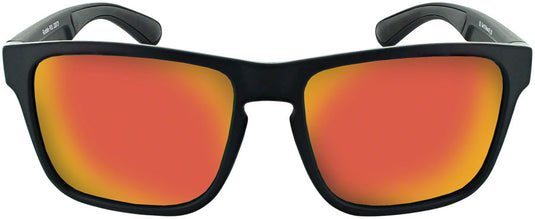 Optic Nerve Rumble Sunglasses - Shiny Black, Polarized Smoke Lens with Red Mirror
