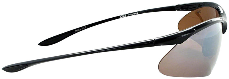 Load image into Gallery viewer, ONE Tightrope Polarized Sunglasses: Shiny Black with Brown Silver Flash Lens
