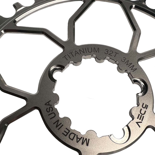 5Dev Titanium 3-Bolt Chainring, 3mm Offset, 32T, Raw/Silver