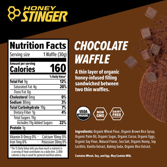 Honey Stinger Organic Stinger Waffle Box of 12 Energy Chocolate Box of 12 Yes