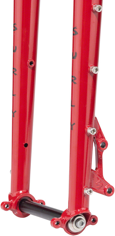 Load image into Gallery viewer, Surly Dinner Fork - 27.5", 15x110mm Thru-Axle, 1-1/8" Straight Steerer, 420mm Axle To Crown, Steel, Pile of Bricks Red
