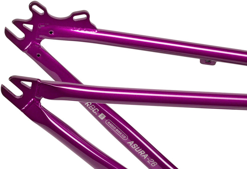 Load image into Gallery viewer, Radio Asura Tapered 26&quot; Dirt Jump Frame - 22.7&quot; TT, Metallic Purple
