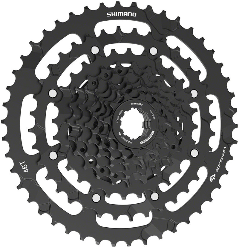 Load image into Gallery viewer, Shimano CUES  CS-LG300-9 Cassette - 9-Speed, 11-46t, LINKGLIDE, Black
