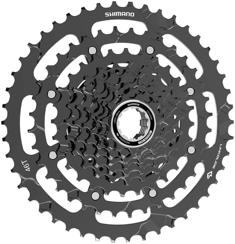 Load image into Gallery viewer, Shimano CUES  CS-LG400-9 Cassette - 9-Speed, 11-46t, LINKGLIDE, Black
