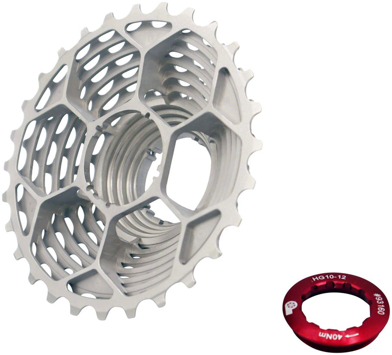 Load image into Gallery viewer, Prestacycle UniBlock PRO Cassette - 12-Speed Shimano, For HG 12 Freehub, 11-32, Silver
