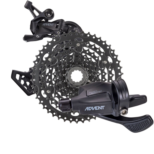 microshift gears microSHIFT ADVENT 9-Speed Bike Parts Bundle: Cassette, Trigger Shifter & Rear Derailleur, E-Bike Compatible, Long Cage, Black