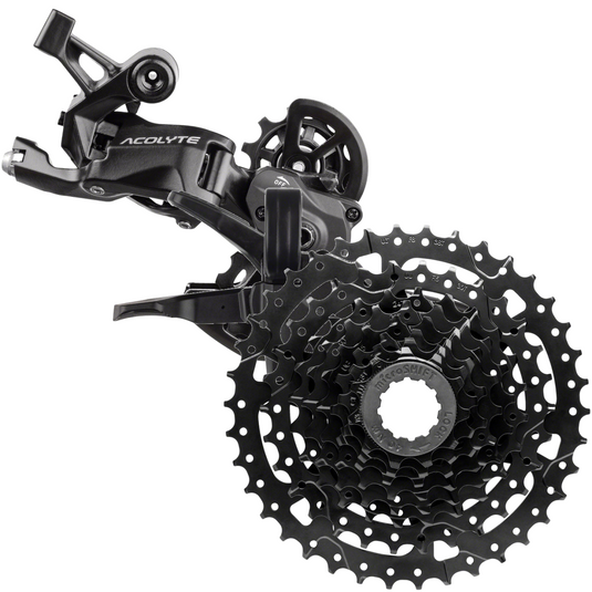 microSHIFT Acolyte 8-Speed Bike Components Bundle Cassette, Short Cage Derailleur & Trigger Shifter
