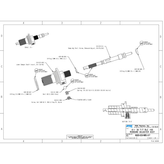 Fox Shox Rebound Adjuster Assembly, 36 FIT RLC 160 NLS