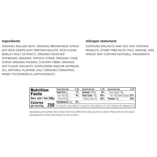 Clif Bar Original Oatmeal Raisin Walnut Box of 12 Convenient Source of Energy