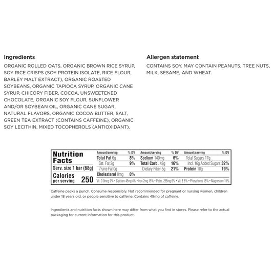 Clif Bar Original Cool Mint Chocolate with Caffeine Box of 12 Great-Tasting