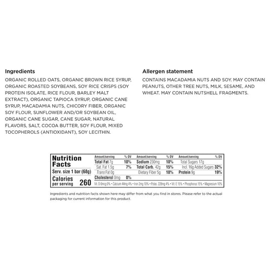 Clif Bar Original White Chocolate Macadamia Box of 12 Quick Source of Energy