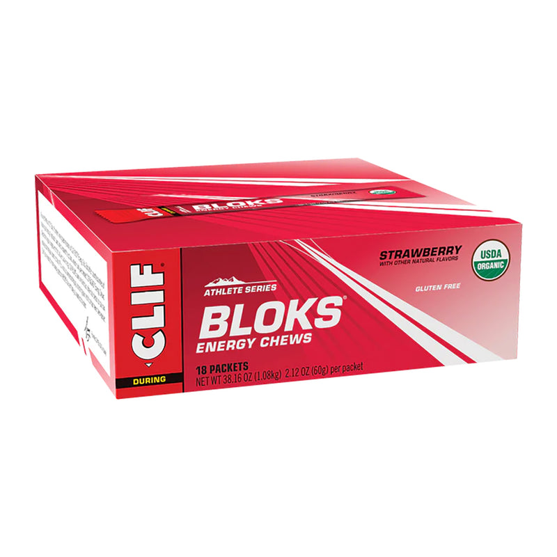 Load image into Gallery viewer, Clif Shot Bloks Strawberry Box Of 18 Usda Organic Energy &amp; Electrolyte Chews
