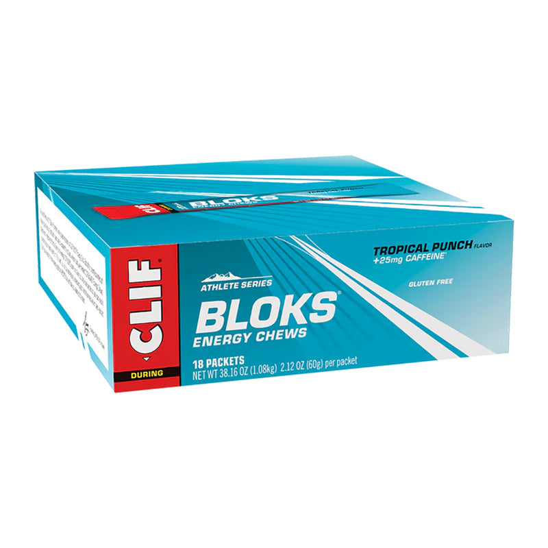 Load image into Gallery viewer, Clif Bar Shot Bloks Energy Chews Tropical Punch 25mg Caffeine Box of 18 Organic
