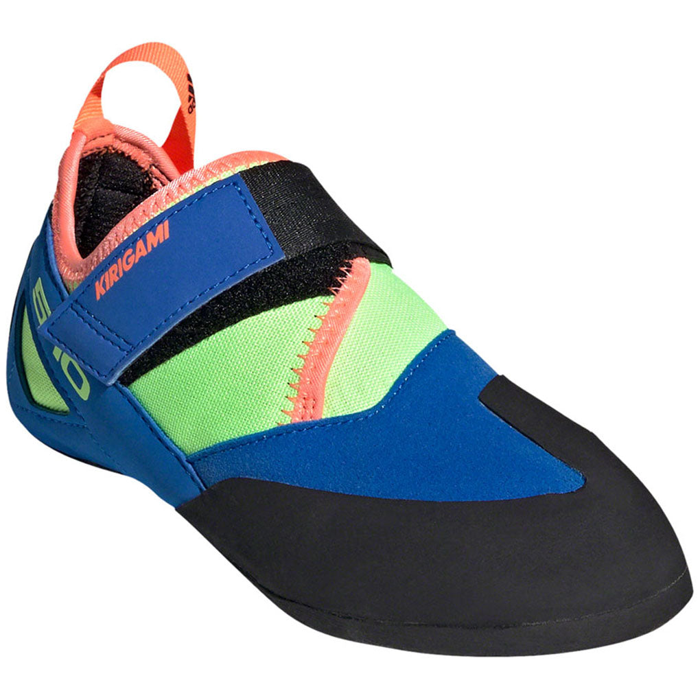 Five-Ten-Kirigami-Kid's-Climbing-Shoe---Glory-Blue-Signal-Coral-Signal-Green-1.5--Flat-Shoe-for-platform-pedals_FTSH2175