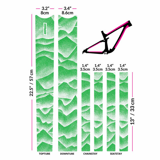 gravel bike frame protector Ridgelines Lime Matte Frame Protector Kit