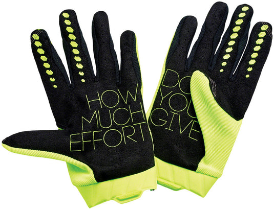 100% Geomatic Gloves - Flourescent Yellow, Full Finger, Men's, Medium