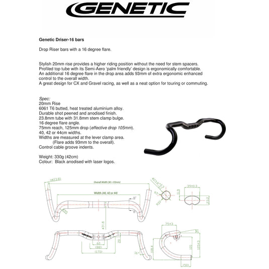 Genetic Driser-16 Bar, (31.8) 40cm - Black