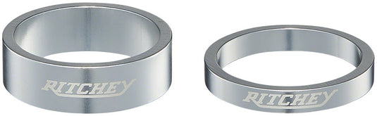 Pack of 2 Ritchey Classic Headset Spacers - 1-1/8", 10mm (x2), 5 mm (x3), Silver
