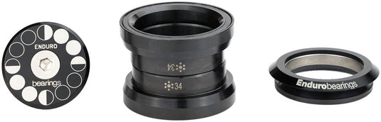 Enduro HDK-0007 External Bearing Kit - EC34/28.6 Upper | EC34/30 Lower, Angular Contact Bearings, Straight, Black Oxide