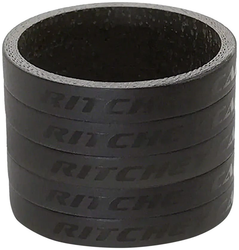 Load image into Gallery viewer, Pack of 2 Ritchey WCS Carbon Headset Spacers 1-1/8" 5mm Black 5 Pack 33mm
