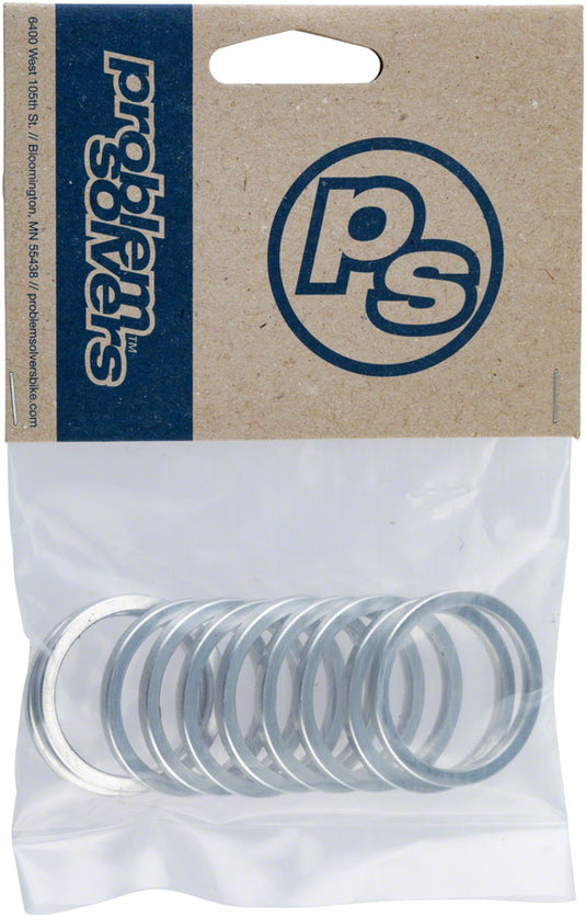 Problem Solvers Headset Stack Spacer - 28.6, 3mm, Aluminum, Silver, Bag of 10