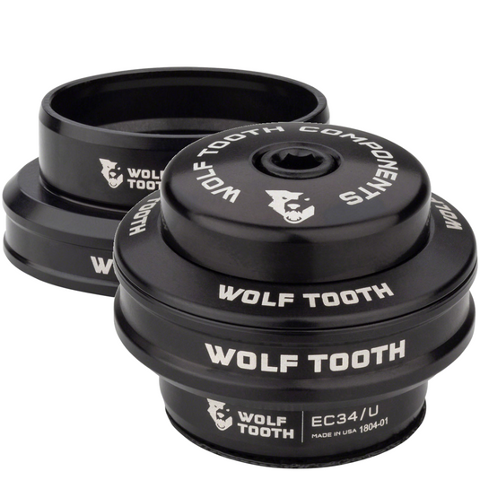 Wolf Tooth Performance Headset Bundle Aircraft Grade Aluminum, Black Oxide Bearings, EC44/40 & EC34/28.6 for Precision Cycling