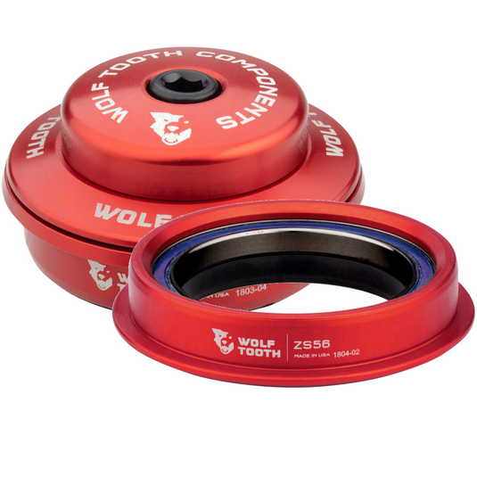 Wolf Tooth Performance Headset Bundle - Red ZS56/40 & ZS44/28.6 Aluminum Bearings