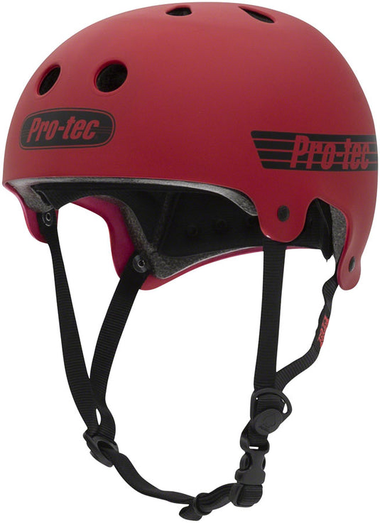ProTec Old School Certified Helmet High Impact ABS Hardshell Matte Red, Medium