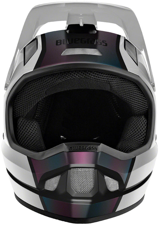 Bluegrass Legit Fiberglass EPS Liner Full Face Helmet Matte White Iridescent, XS