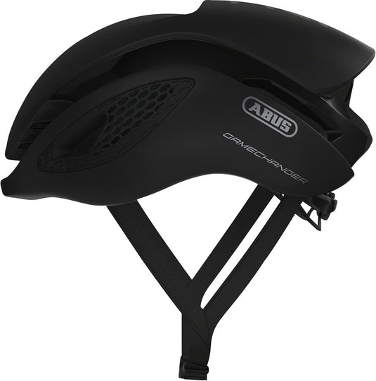 Abus-GameChanger-Helmet-Medium-(52-58cm)-Half-Face-Adjustable-Fitting-Ponytail-Compatible-Airport-Aerodynamic-Glasses-Holder-Flowstraps-Black-HE5023-Bicycle-Helmets