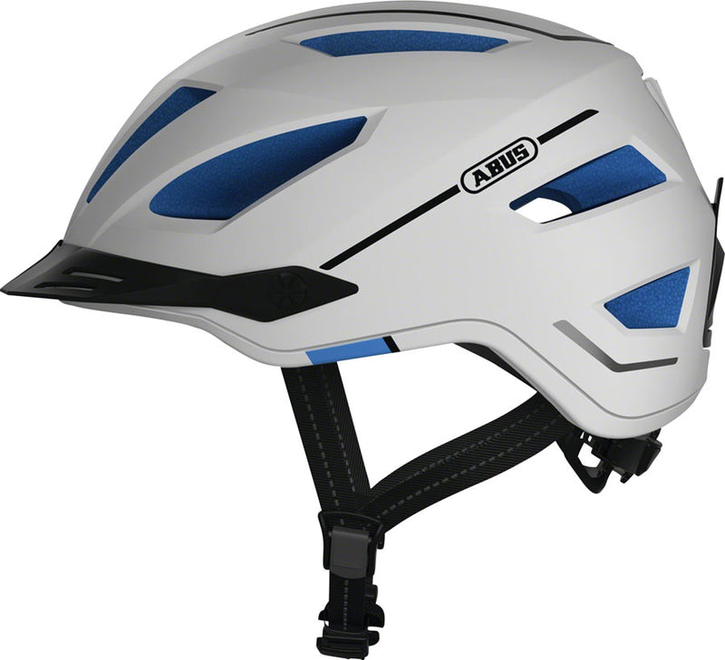 Load image into Gallery viewer, Abus-Pedelec-2.0-Helmet-Large-(56-62cm)-Half-Face--Visor--Zoom-Ace-Urban--Fidlock-Magnet-Strap-Buckle--Reflectors--With-Light-White_HE5042
